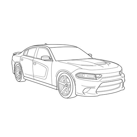 Dodge Charger 2019 Vector Line Drawing Illustration Etsy