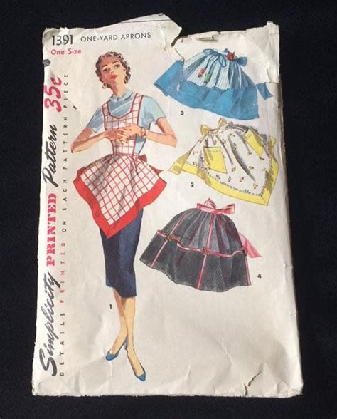 Vintage Simplicity One Yard Apron Pattern 1391 Etsy Aprons Patterns