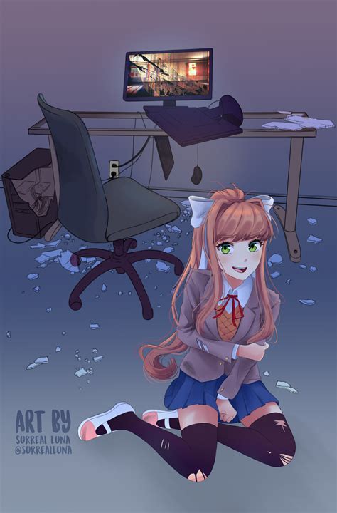 Commissioned Fan Art Fun Times With Anon By Surreal Luna Literature Club Fan Art Anime