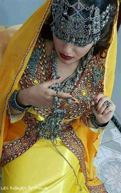 A Woman From Kbayel Wearing Algerian Traditional Mariage Dress