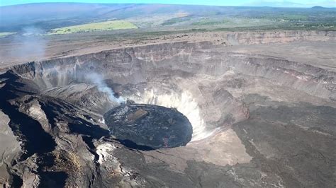 Gas Rises From Lava Lake At Kilauea Volcano In Aerial Footage