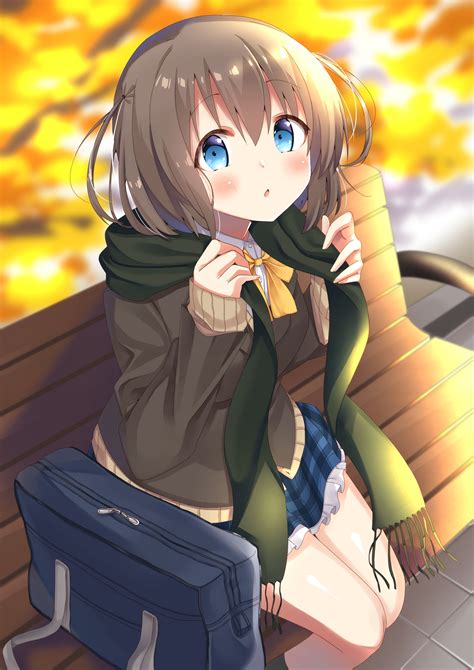 Her bangs initially secured her right eye however later halted, with the completion with a comparable haircut to her unique manifestation in the wake of. Wallpaper : illustration, anime girls, blue eyes, short hair, park, cartoon, sweater, screenshot ...