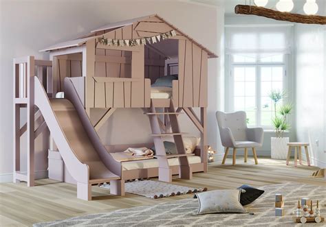 Mathy By Bols Treehouse Bunk Bed With Platform And Slide