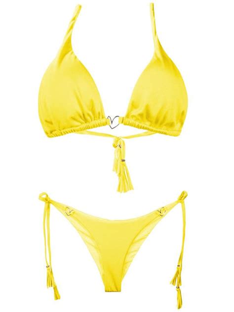 Liliana Montoya Yellow Bikini Marinera Shiny Tops And Bottom Bikini Swim