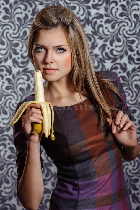 Woman Eating Banana Stock Photo Image Of Hold Beauty 78191304