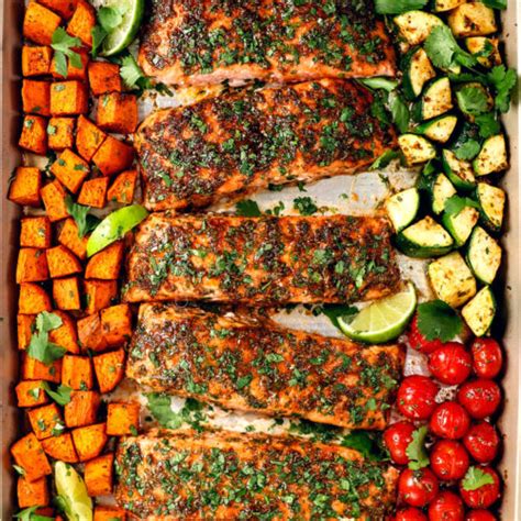 Baked Cilantro Lime Salmon With Roasted Veggies Video
