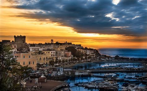 Download Wallpapers Forio Mediterranean Sea Sunset Resort Beautiful