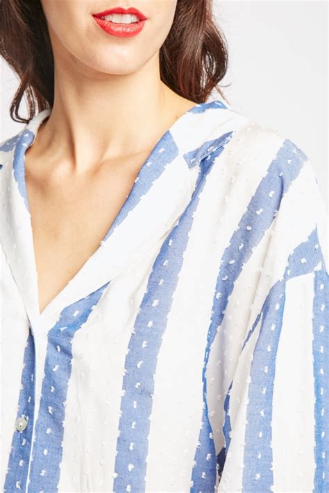 Textured Striped Slouchy Shirt Just 3