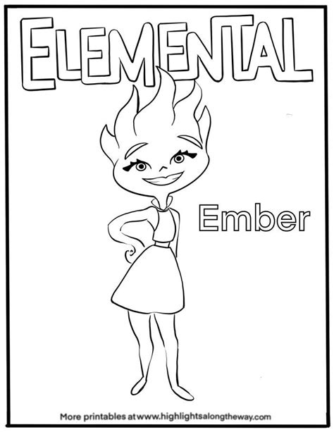 Printable Coloring Pages Elemental Pixar Disney Ember And Wade Stitch