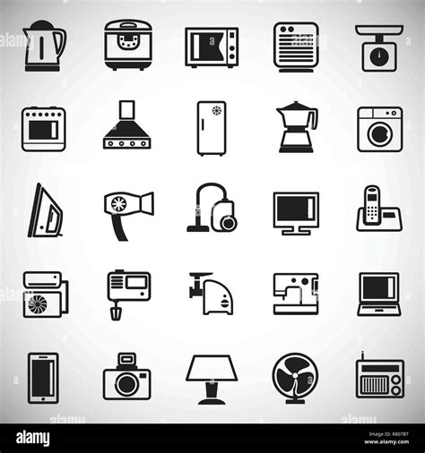 Home Appliance Icons Set On White Background For Graphic And Web Design