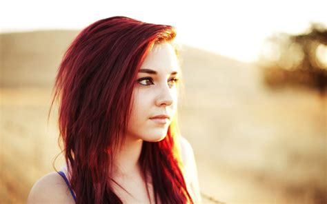 Wallpaper Sunlight Women Redhead Model Dyed Hair Looking Away