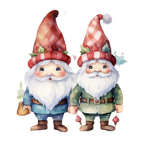 Gnomes Christmas Watercolor Clipart Merry Christmas Gnomes Watercolor