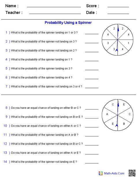 Math worksheets and online activities. Probability Worksheets | Dynamically Created Probability ...