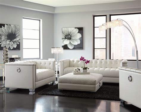 Chaviano Pearl White Living Room Set From Coaster