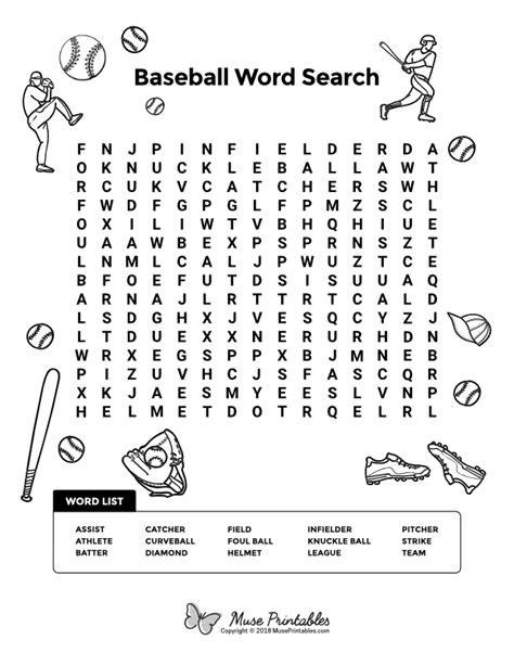 Free Printable Baseball Word Search Download It At