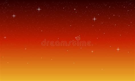 Stars On The Night Orange Sky Stock Vector Illustration Of Light