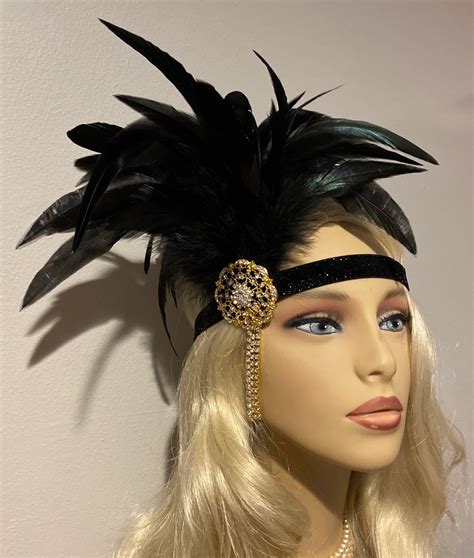 Great Gatsby Headband Black Gold Flapper Headpiece 1920s Headband Jazz Age Roaring 20s Gatsby