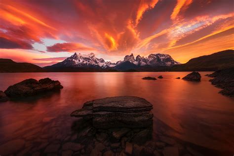 Wallpaper Patagonia Argentina Sunset Landscape Mountains Clouds