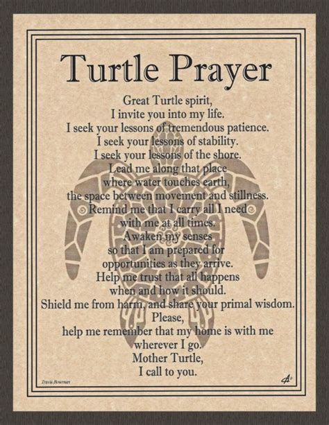 Turtle Prayer Shaman Page Poster Animal Spirit Guide Art