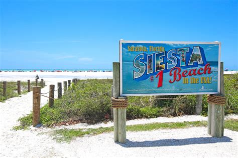 Siesta Key Beach Sarasota Florida Number 1 Beach In Usa Sign Stock