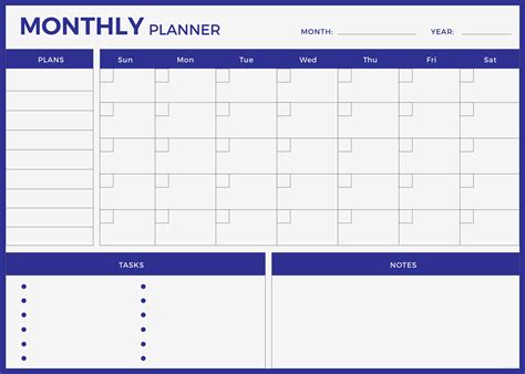 Monthly Planner Template Printable Free Printable Templates