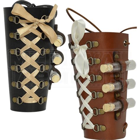Ladies Steampunk Bracer With Vials Dk6074 By Medieval Armour Leather
