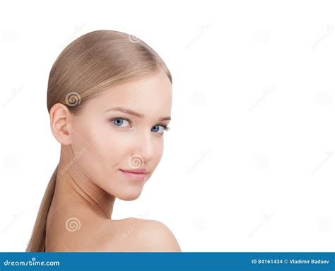 Beauty Woman Face Portrait Skin Care Concept Isolated On A White