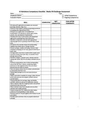 Iv Competency Checklist Fill Online Printable Fillable Blank