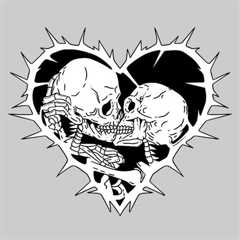 Premium Vector Kissing Skull Hand Drawing Illustration Template