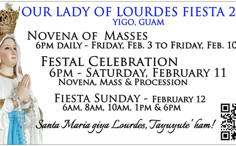 Schedules Our Lady Of Lourdes Catholic Church In Yigo Guam