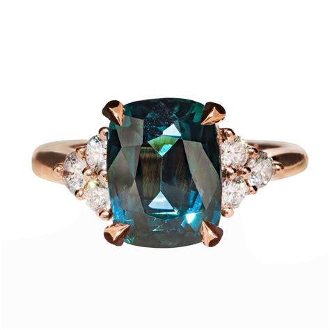 Soho Gem Fine Jewelry Boutique Teal Sapphire Cushion Engagement Ring