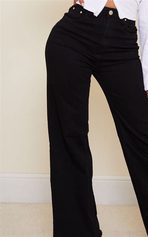 Shape Jean Très Large Taille Haute Noir à Ourlet élimé