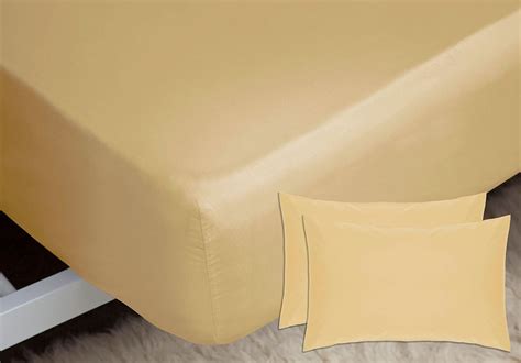 Belledorm Yellow Fitted Sheet Housewife Pillowcase Bundle Set 200