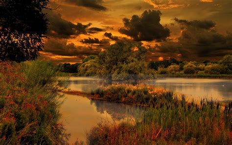 배경 화면 경치 숲 일몰 호수 자연 반사 해돋이 저녁 아침 안개 강 황야 황혼 습지 구름 나무