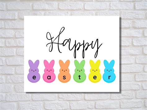 Peeps Printable Happy Easter Bunny Peeps Holiday Printable Etsy In 2021 Happy Easter Bunny