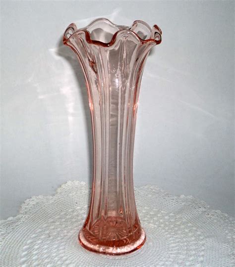 Pink Depression Glass Vase 1930s Etsy