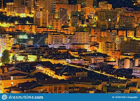 Principality Monaco At Night Scenic Landscape View Of