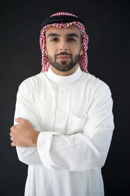 Premium Photo Portrait Of Attractive Arab Man On Black