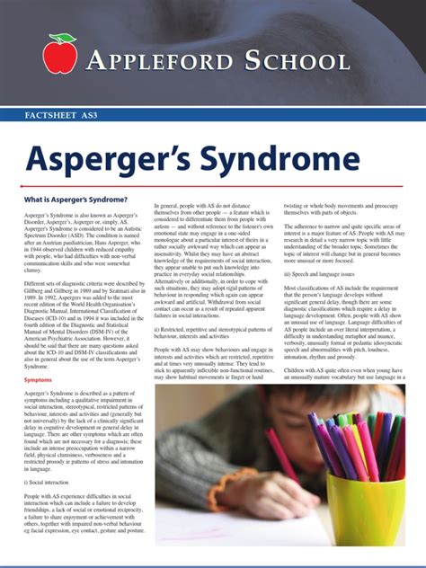 Factsheet Aspergers Asperger Syndrome Autism Spectrum