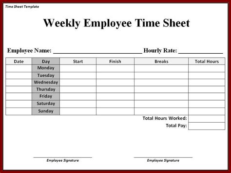 Timesheet Template Time Sheet Printable Templates Printable Free