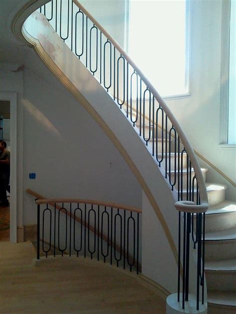 Modern Wrought Iron Curved Stair Interior Stair Railing Wrought Iron