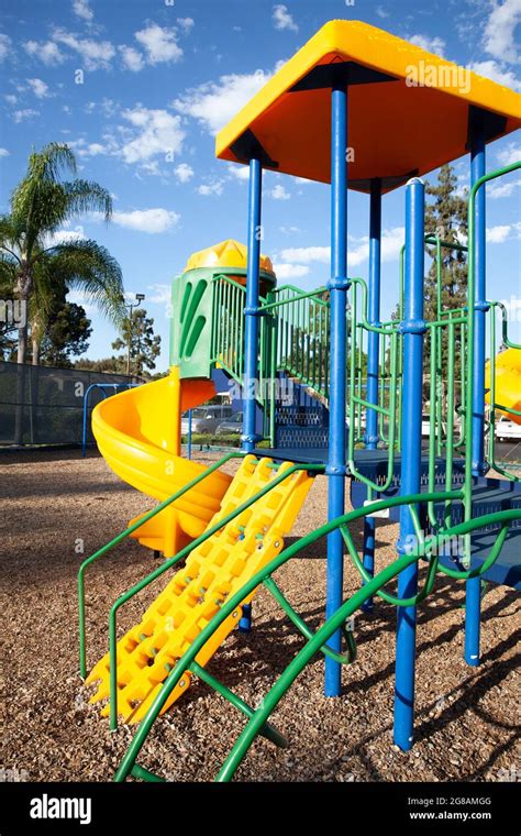 Modern Colorful Kids Playground Swings Slides Steps And Ladders