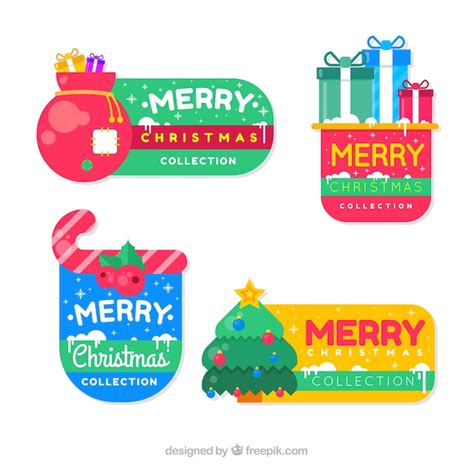 Pack Colorido De Etiquetas De Navidad Vector Gratis