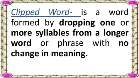 100 Examples Of Clipped Words Freemetal