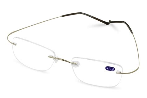 Super Lightweight Slim Rimless Wire Reader Flexible Clear Rectangular Reading Glasses With