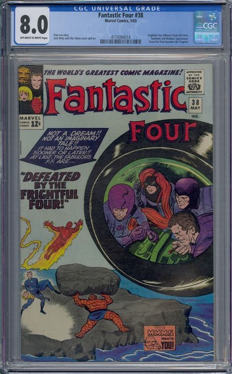 Fantastic Four 38 Cgc 80 Frightful Four Sandman Medusa Jack Kirby