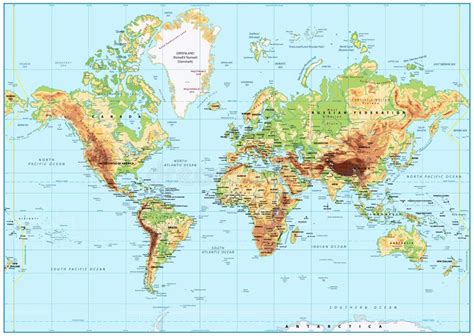 Carte Physique Du Monde En Couleurs De Carte Politique Du Monde