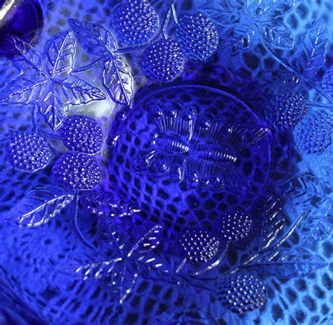 Cobalt Blue Pressed Glass Three Footed Bowl Bowl With Etsy