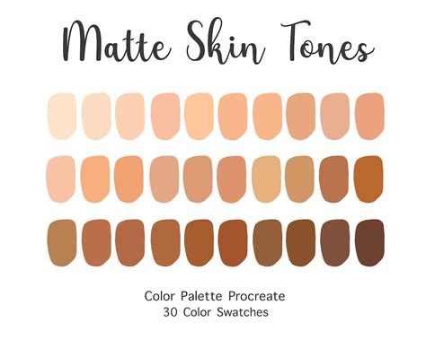 Procreate Color Palette Matte Skin Tones Color Swatches Instant