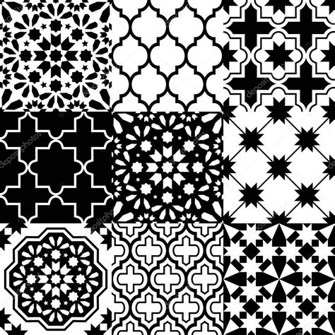 Moroccan Tiles Design Seamless Black Pattern Collections — Stock